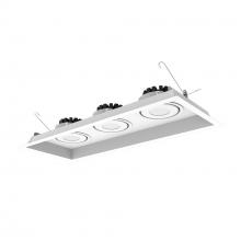 Nora NMRT3-3RL330FWW - Three-Head Flanged LED Multiple Lighting Trim, 2500lm per Head w/ Flood Optic, 3000K, Regressed