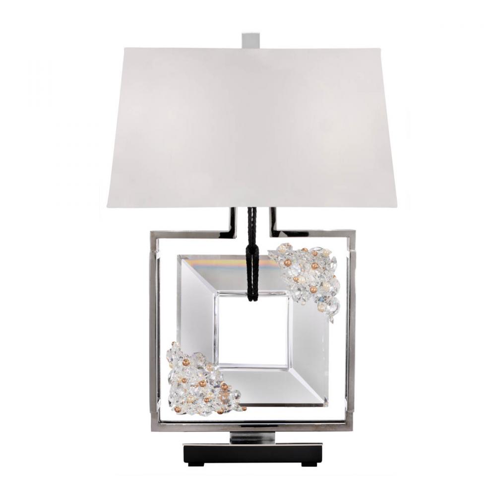 Eva 2 Light 120V Table Lamp in Polished Chrome with Clear Radiance Crystal and Gold Rope