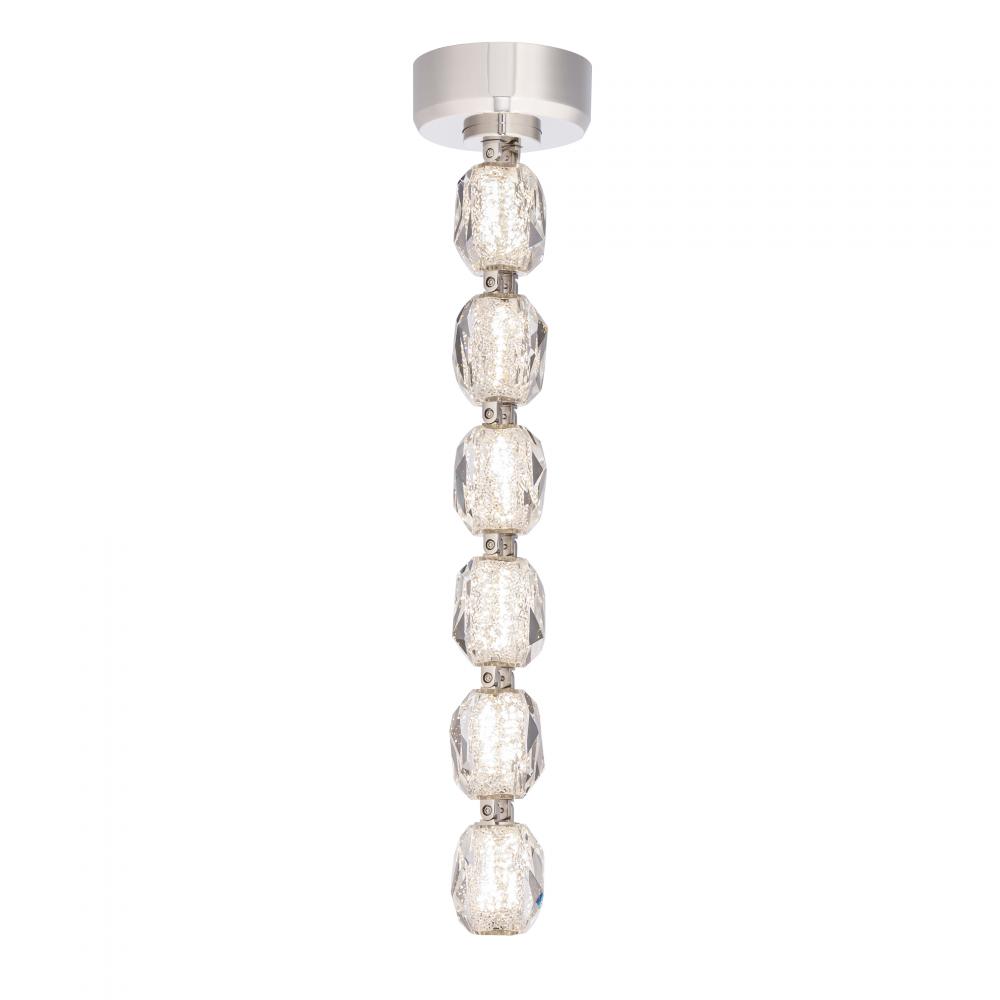 Seduction 6 Light LED 3000K/3500K/4000K 120V-277V Mini Pendant in Polished Nickel with Clear Radia