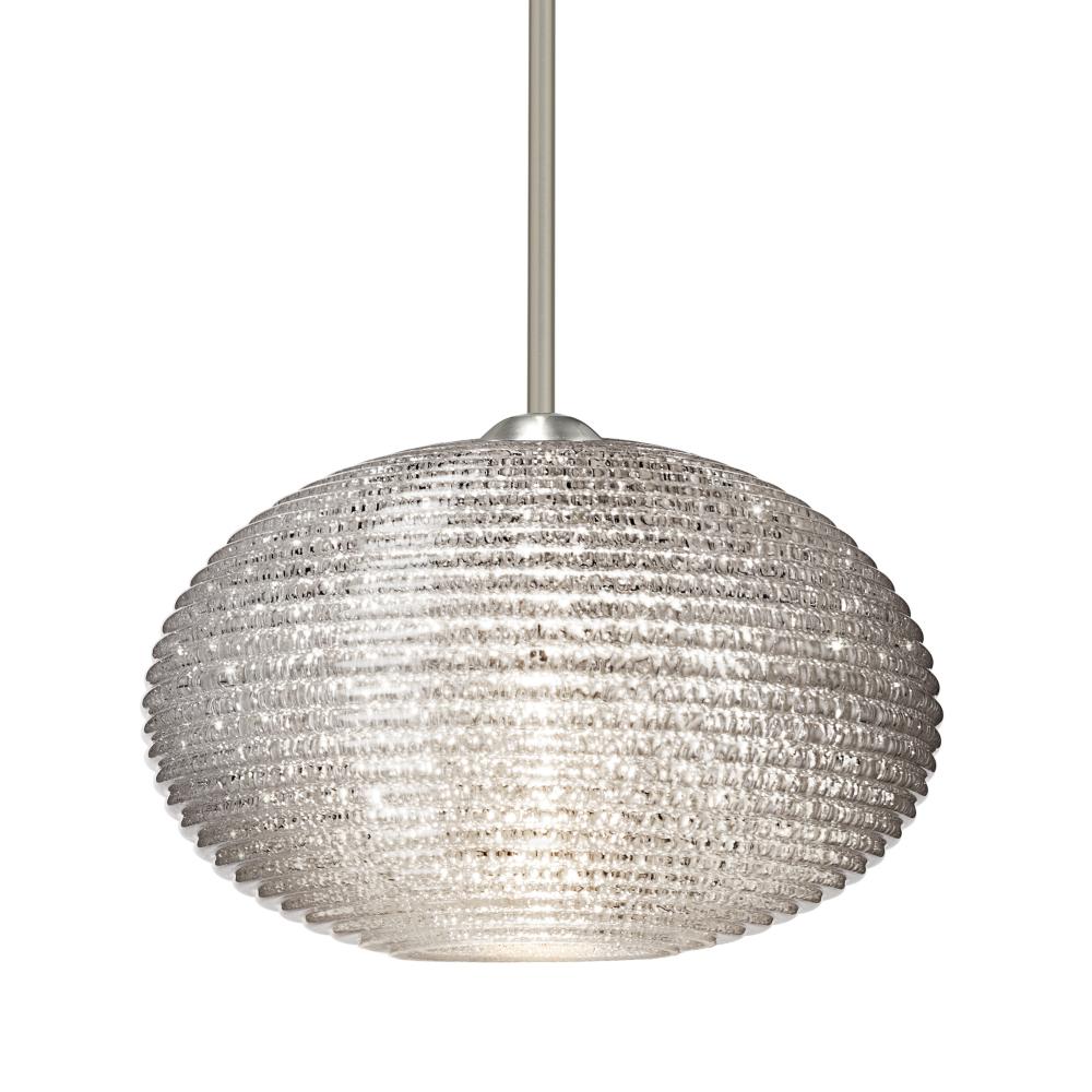 Besa Pendant Pape 10 Satin Nickel Glitter 1x9W LED, 15Ft. Cord