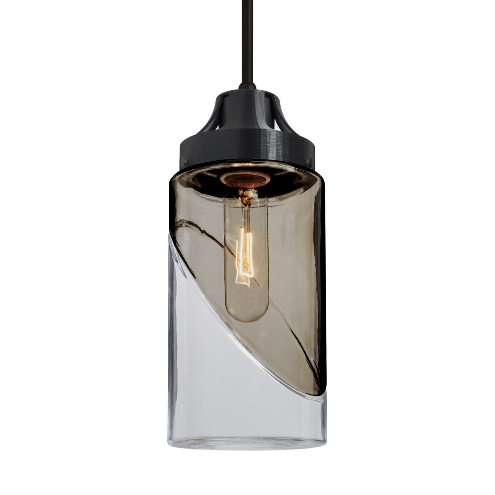 Besa, Blink Cord Pendant For Multiport Canopy, Trans. Smoke/Clear, Black Finish, 1x60