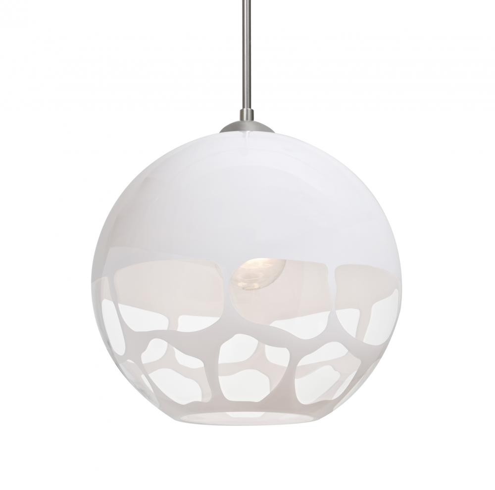 Besa, Rocky Cord Pendant For Multiport Canopies, White, Satin Nickel Finish, 1x9W LED