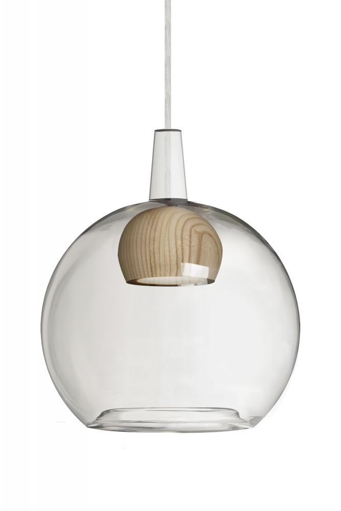 Besa, Benji Cord Pendant For Multiport Canopy, Clear/Natural, Satin Nickel Finish, 1x