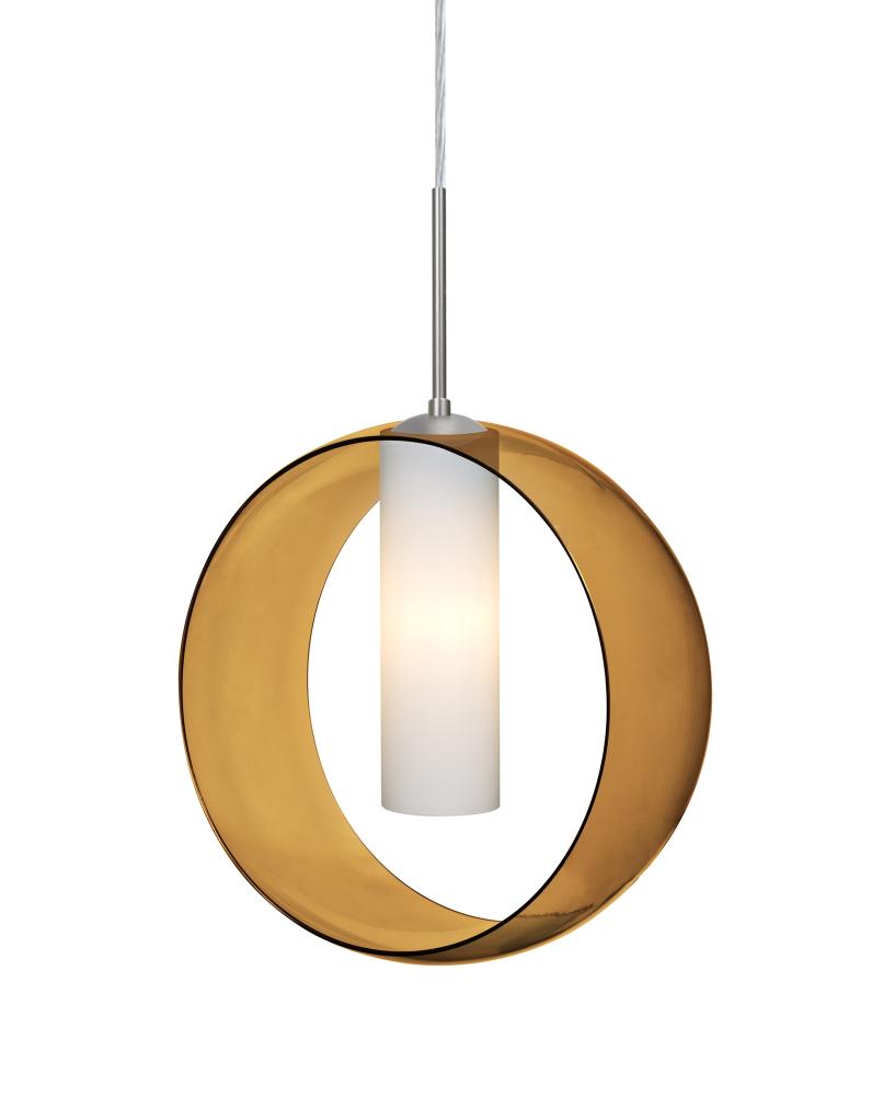 Besa, Plato Cord Pendant For Multiport Canopies, Amber, Satin Nickel Finish, 1x60W Me
