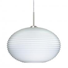 Besa Lighting 1JC-491307-SN-L - Besa Pendant Pape 12 Satin Nickel Opal Ribbed 1x75W Medium Base, 15Ft. Cord