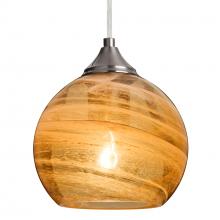 Besa Lighting 1JC-JILLYAM-SN-L - Besa, Jilly Cord Pendant, Vapor Amber, Satin Nickel Finish, 1x60W Medium Base, 15Ft.