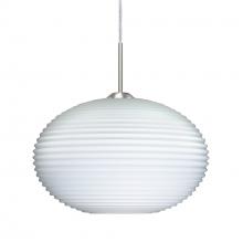 Besa Lighting 1JT-491207-SN-L - Besa Pendant Pape 10 Satin Nickel Opal Ribbed 1x75W Medium Base, 15Ft. Cord