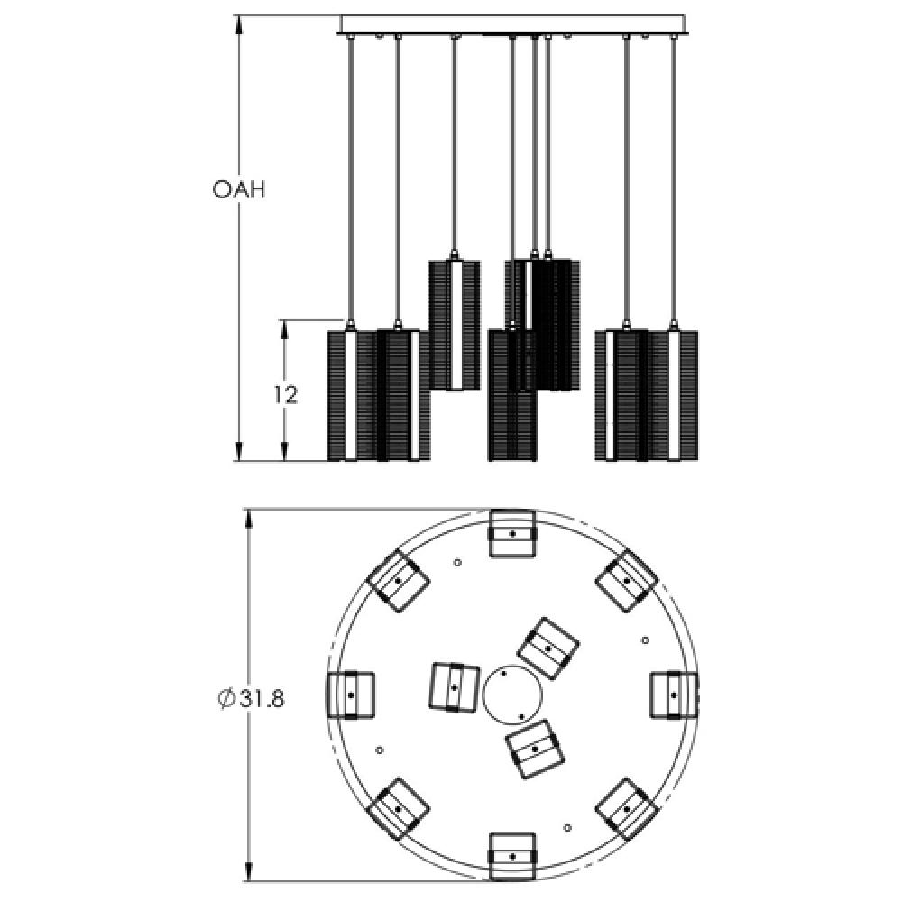 Downtown Mesh Round 11pc Multi-Pendant