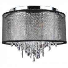 Worldwide Lighting Corp W33125C16-BSO - Tempest Collection 5 Light Chrome Finish Crystal Flush Mount Ceiling Light with Black Organza Drum S
