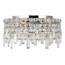 Worldwide Lighting Corp W33606C14 - Cascade 4-Light Chrome Finish and Clear Crystal Flush Mount Ceiling Light 14 in. Dia x 7.5 in. H Rou