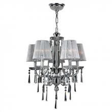 Worldwide Lighting Corp W83131C21 - Orleans 5-Light Chrome Finish and Clear Crystal Chandelier with Shade 21 in. Dia x 24 in. H Medium