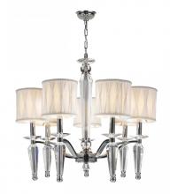 Worldwide Lighting Corp W83132C24 - Gatsby 7-Light Chrome Finish and Clear Crystal Chandelier with White Fabric Shade 24 in. Dia x 23 in