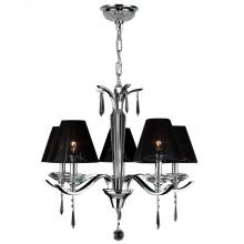 Worldwide Lighting Corp W83133C25 - Gatsby 5-Light Arm Chrome Finish and Clear Crystal Chandelier with Black String Empire Shade 25 in. 