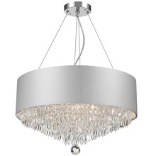 Worldwide Lighting Corp W83137C20-SV - Gatsby 8-Light Chrome Finish and Clear Crystal Chandelier with White Acrylic drum Shade 20 in. Dia x