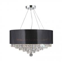 Worldwide Lighting Corp W83137C20 - Gatsby 8-Light Chrome Finish and Clear Crystal Chandelier with Black Acrylic drum Shade 20 in. Dia x