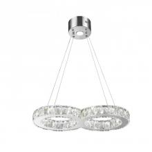 Worldwide Lighting Corp W83148KC22 - Galaxy 14 Integrated LEd Light Chrome Finish diamond Cut Crystal double Ring Chandelier 6000K 22 in.