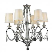 Worldwide Lighting Corp W83156C26 - Innsbruck 6-Light Chrome Finish and Clear Crystal with Ivory Silk Shade Chandelier 26 in. Dia x 27 i