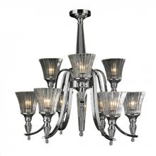 Worldwide Lighting Corp W83159C29 - Innsbruck Collection 9 Light Chrome Finish and Clear Crystal Candle Chandelier Two 2 Tier 29" D