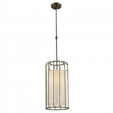 Worldwide Lighting Corp W83290AB10 - Sprocket 1-Light Metal Cage Pendant Light in Antique Bronze Finish with Ivory Shade 10 in. D x 20 in