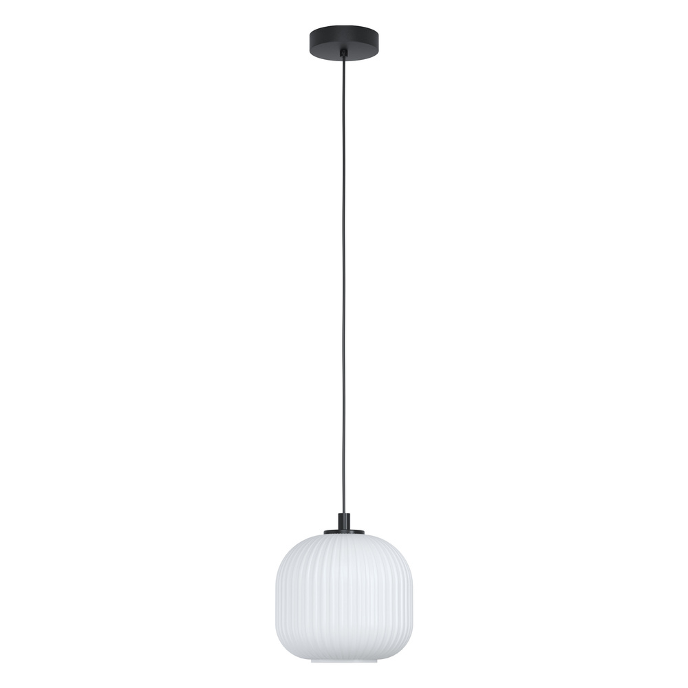 1 LT Pendant w/ Black Finish & White Glass Shade