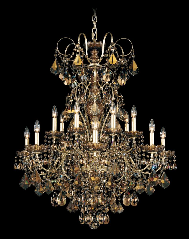 New Orleans 14 Light 120V Chandelier in Antique Silver with Radiance Crystal