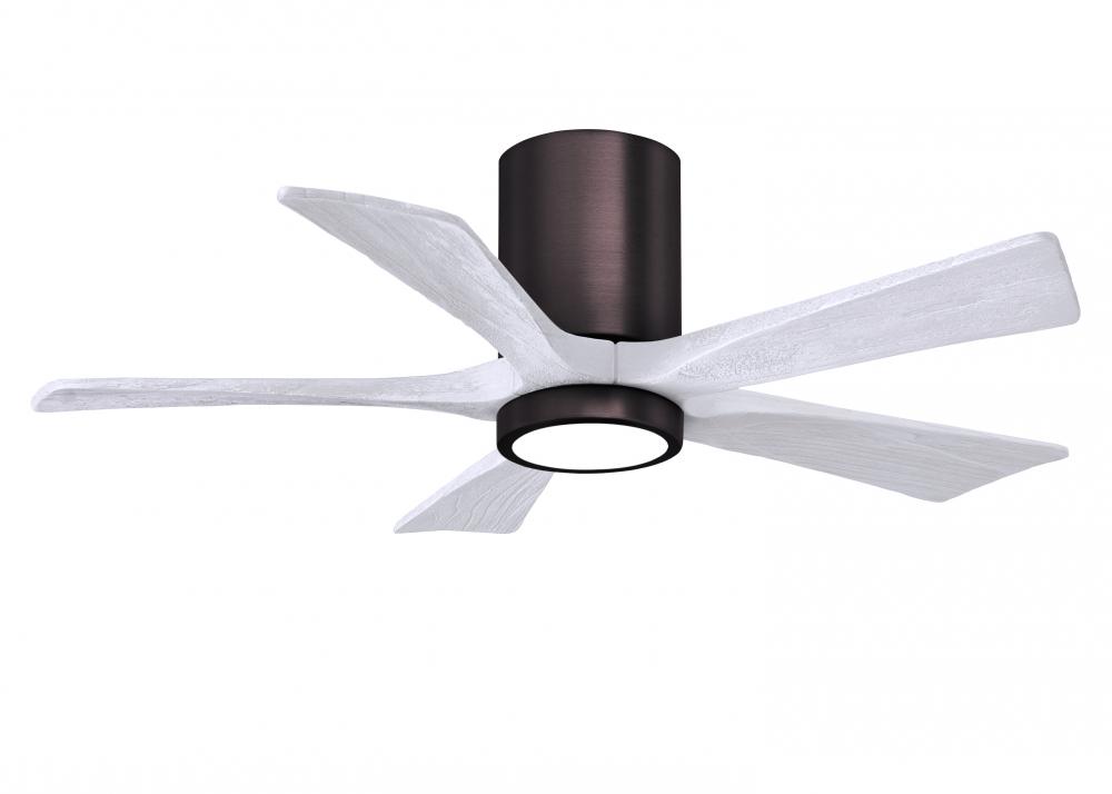 IR5HLK five-blade flush mount paddle fan in Brushed Bronze finish with 42” solid matte white woo