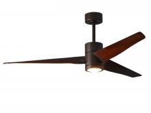 Matthews Fan Company SJ-TB-WN-60 - Super Janet three-blade ceiling fan in Textured Bronze finish with 60” solid walnut tone blades