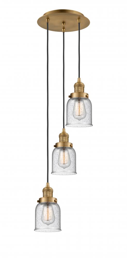 Cone - 3 Light - 12 inch - Brushed Brass - Cord hung - Multi Pendant