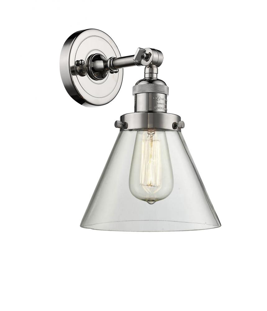 Cone - 1 Light - 8 inch - Polished Nickel - Adjustable Sconce