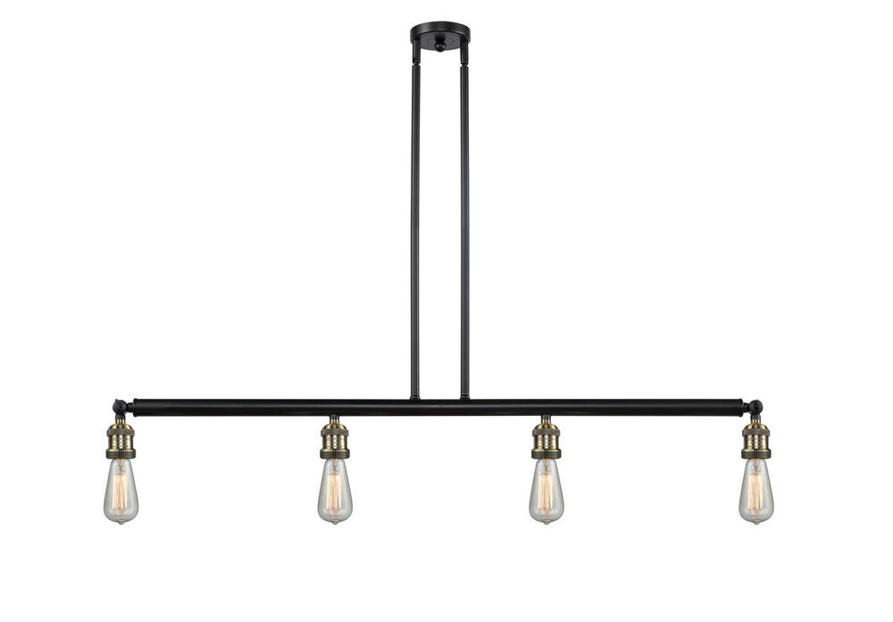 Bare Bulb - 4 Light - 48 inch - Black Antique Brass - Stem Hung - Adjustable Island Light