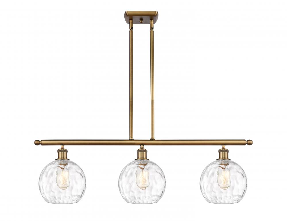 Athens Water Glass - 3 Light - 36 inch - Brushed Brass - Cord hung - Island Light