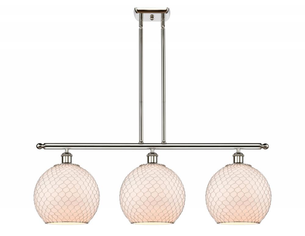 Farmhouse Chicken Wire - 3 Light - 37 inch - Polished Nickel - Cord hung - Island Light