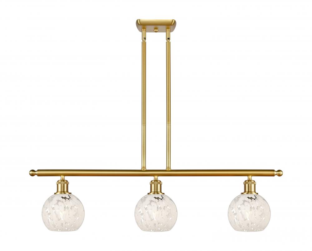 White Mouchette - 3 Light - 36 inch - Satin Gold - Stem Hung - Island Light