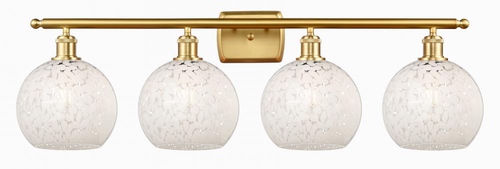 White Mouchette - 4 Light - 38 inch - Satin Gold - Bath Vanity Light