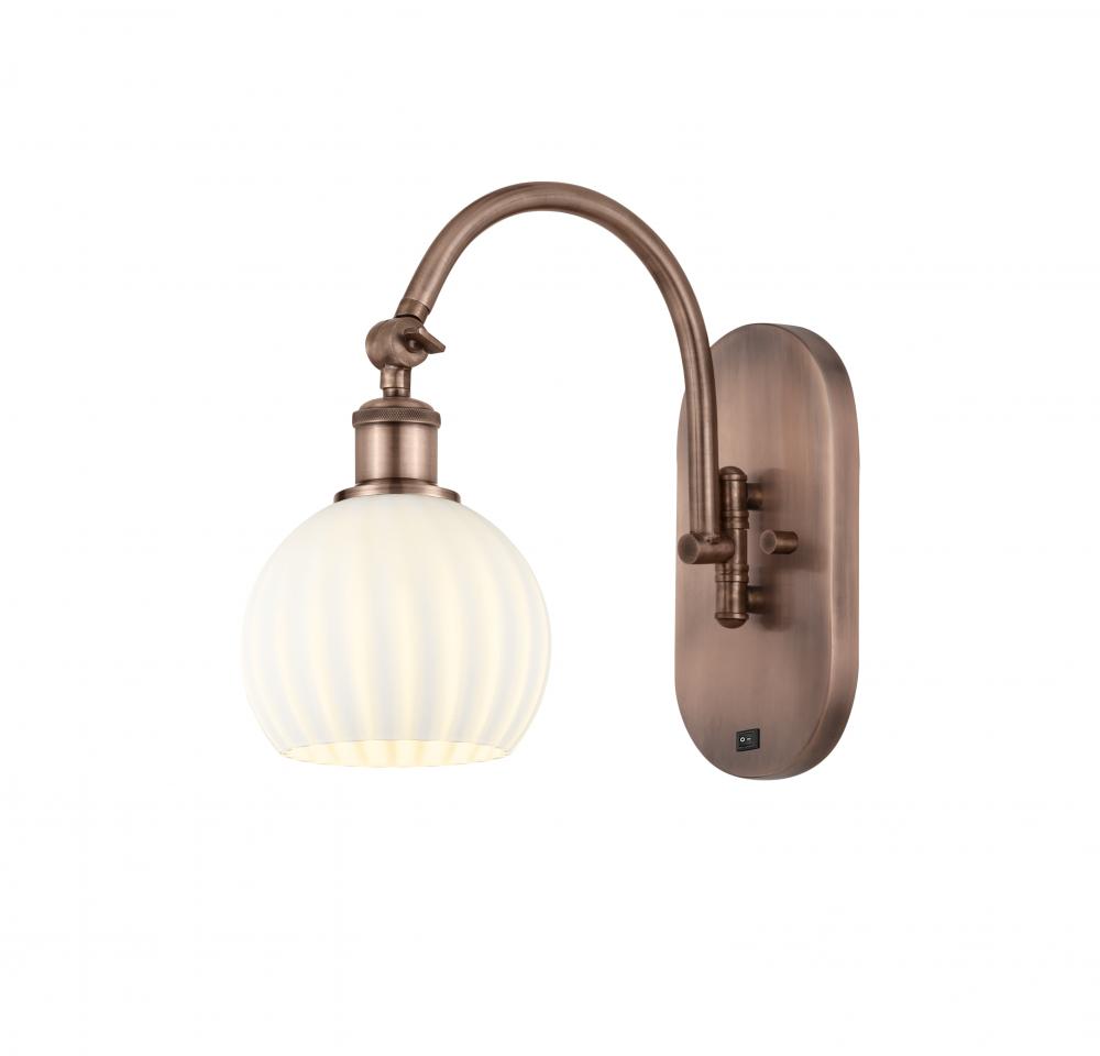 White Venetian - 1 Light - 6 inch - Antique Copper - Adjustable Swing Arm
