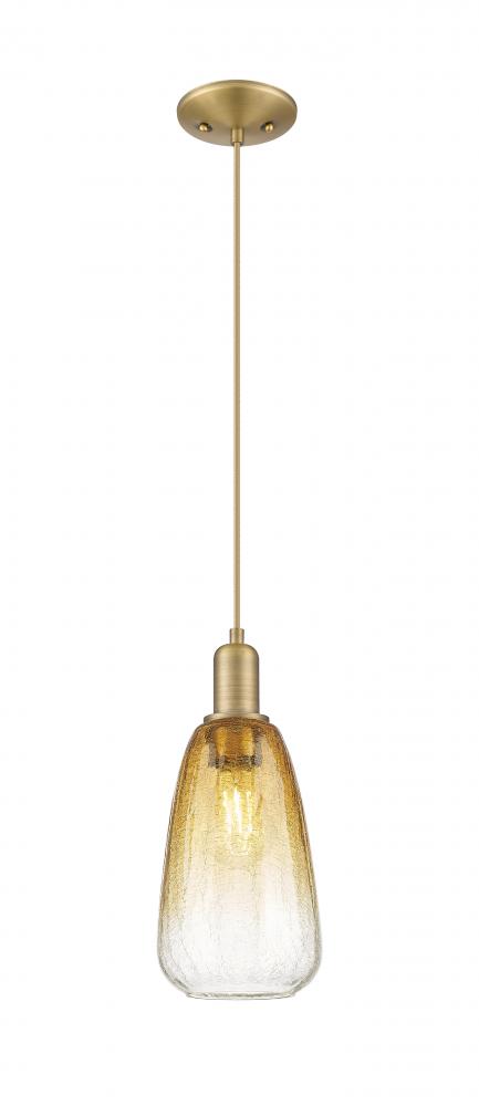 Brookhaven Almond - 1 Light - 6 inch - Antique Brass - Cord hung - Mini Pendant