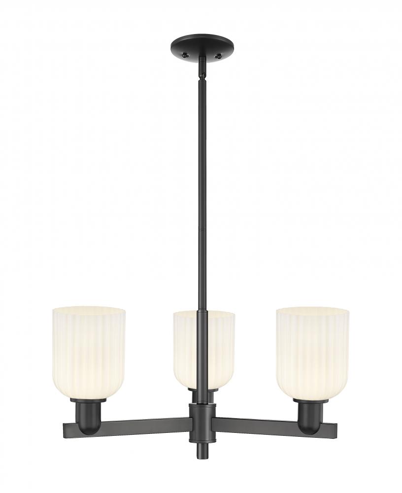 Bridal Veil - 3 Light - 18 inch - Matte Black - Flush Mount