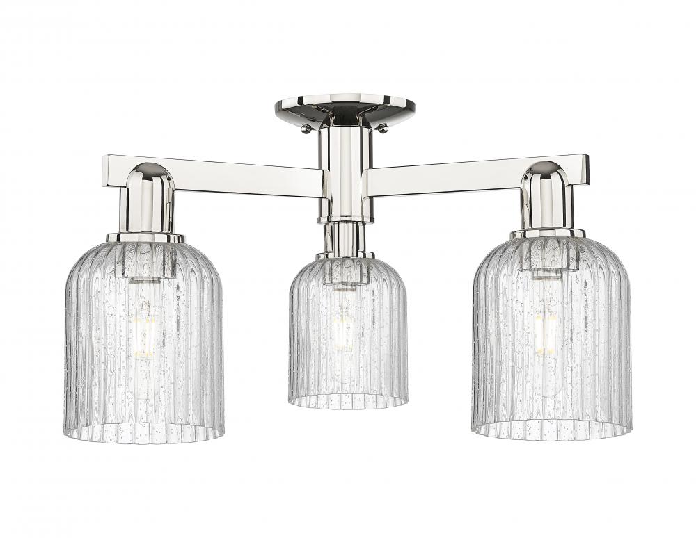 Bridal Veil - 3 Light - 6 inch - Polished Nickel - Semi-Flush Mount