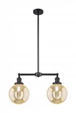 Innovations Lighting 209-BK-G208-8 - Beacon - 2 Light - 25 inch - Matte Black - Stem Hung - Adjustable Island Light