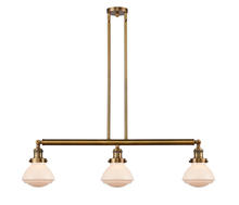 Innovations Lighting 213-BB-G321 - Olean - 3 Light - 39 inch - Brushed Brass - Stem Hung - Adjustable Island Light