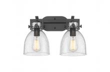 Innovations Lighting 411-2W-BK-G412-7SDY - Newton Bell - 2 Light - 17 inch - Matte Black - Bath Vanity Light