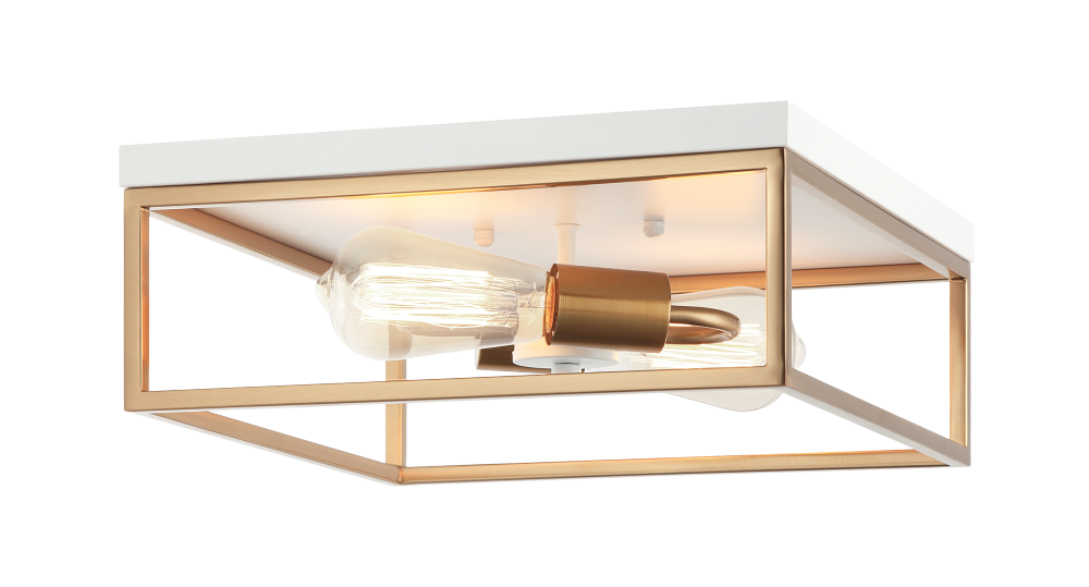 Clarke White + Aged Gold Brass Flush Mounts