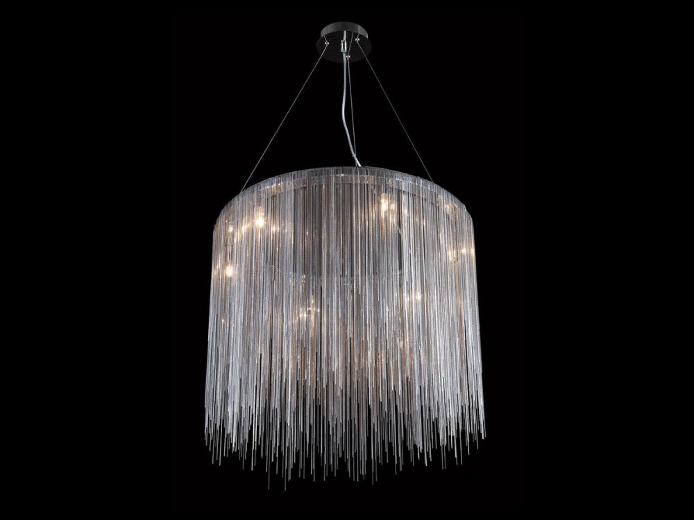 Fountain Ave. Chrome Jewelry Round Hanging Chandelier