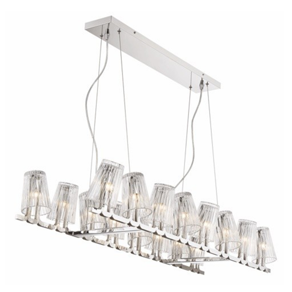 16-Light 44" Linear Glass Chandelier