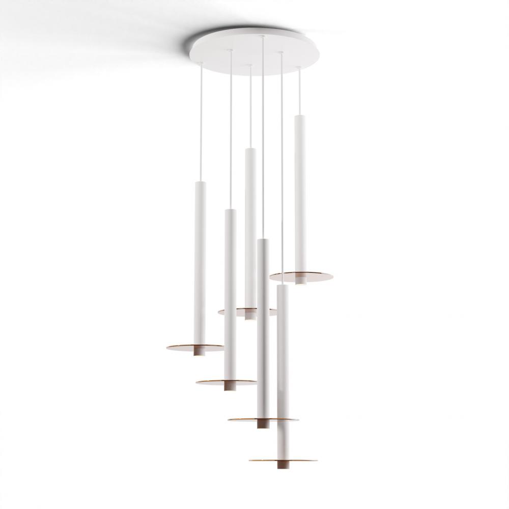 Combi Pendant 24" Circular 6 Combo Matte White with Matte White Canopy